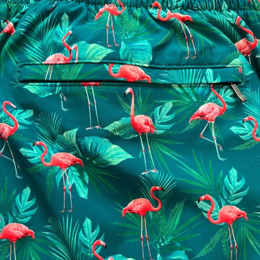 2 pair Caribbean Joe Flamingo Swim Shorts trunks NWT